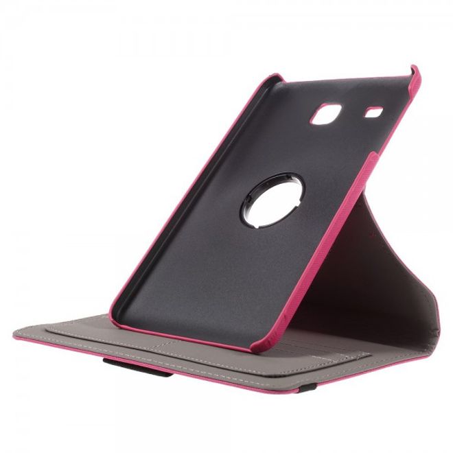 Samsung Galaxy Tab E 8.0 Rotierbare Leder Cover Hülle mit stoffartiger Textur und Standfunktion - rosa