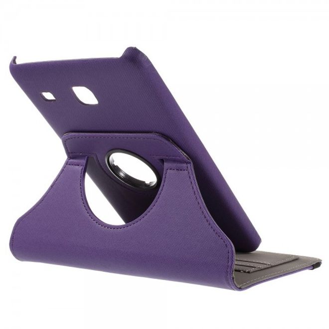 Samsung Galaxy Tab E 8.0 Rotierbare Leder Cover Hülle mit stoffartiger Textur und Standfunktion - purpur