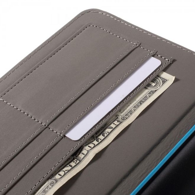 Samsung Galaxy Tab E 8.0 Rotierbare Leder Cover Hülle mit stoffartiger Textur und Standfunktion - hellblau