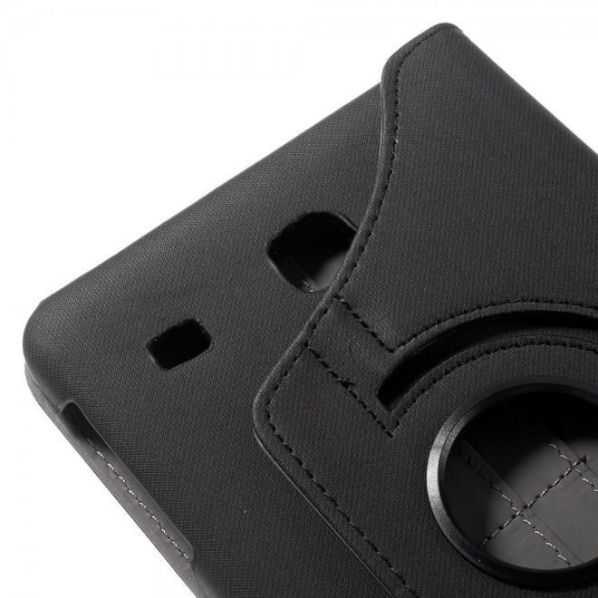 Samsung Galaxy Tab E 8.0 Rotierbare Leder Cover Hülle mit stoffartiger Textur und Standfunktion - schwarz