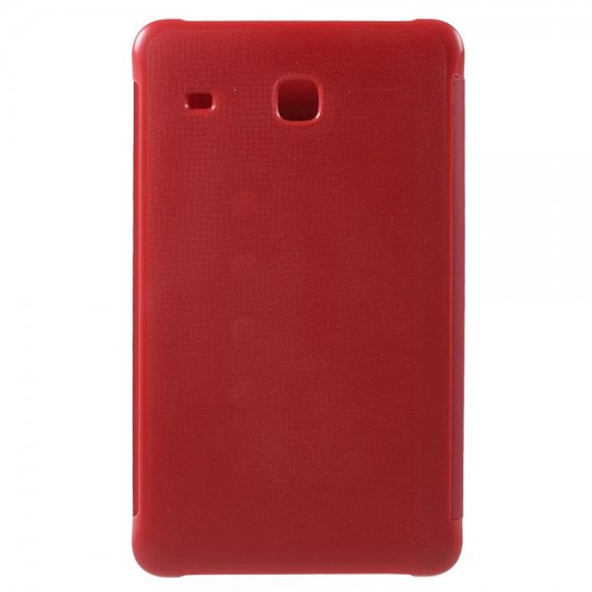 Samsung Galaxy Tab E 8.0 Schicke, dreifach faltbare Leder Cover Hülle mit Standfunktion - rot