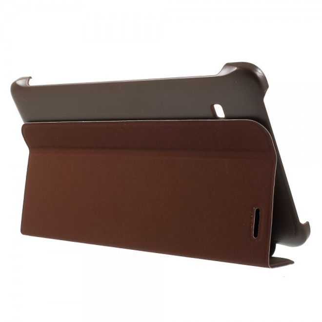 Samsung Galaxy Tab E 8.0 Schicke, dreifach faltbare Leder Cover Hülle mit Standfunktion - braun
