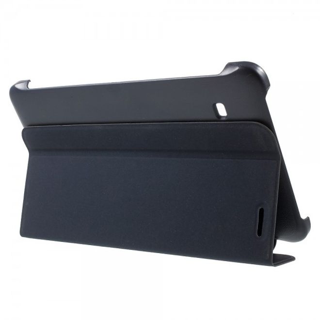 Samsung Galaxy Tab E 8.0 Schicke, dreifach faltbare Leder Cover Hülle mit Standfunktion - dunkelblau