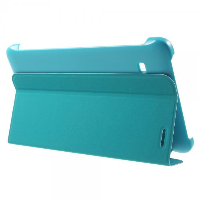 Samsung Galaxy Tab E 8.0 Schicke, dreifach faltbare Leder Cover Hülle mit Standfunktion - hellblau