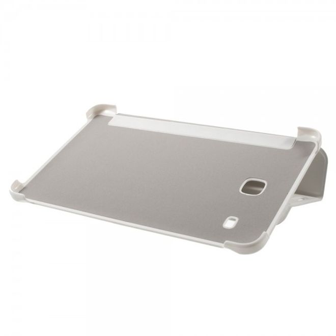 Samsung Galaxy Tab E 8.0 Schicke, dreifach faltbare Leder Cover Hülle mit Standfunktion - weiss