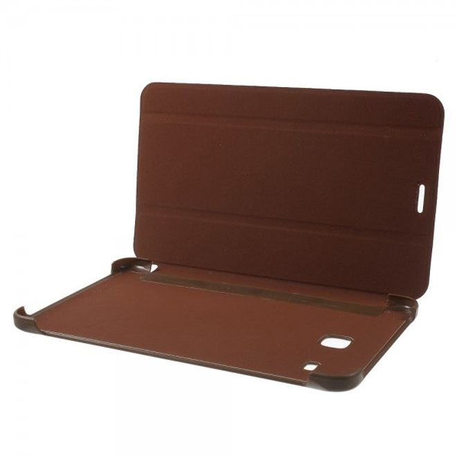 Samsung Galaxy Tab E 8.0 Schicke, dreifach faltbare Leder Cover Hülle mit Standfunktion - braun