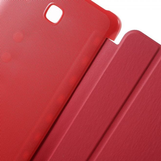 Samsung Galaxy Tab E 8.0 Schicke, dreifach faltbare Leder Cover Hülle mit Standfunktion - rot