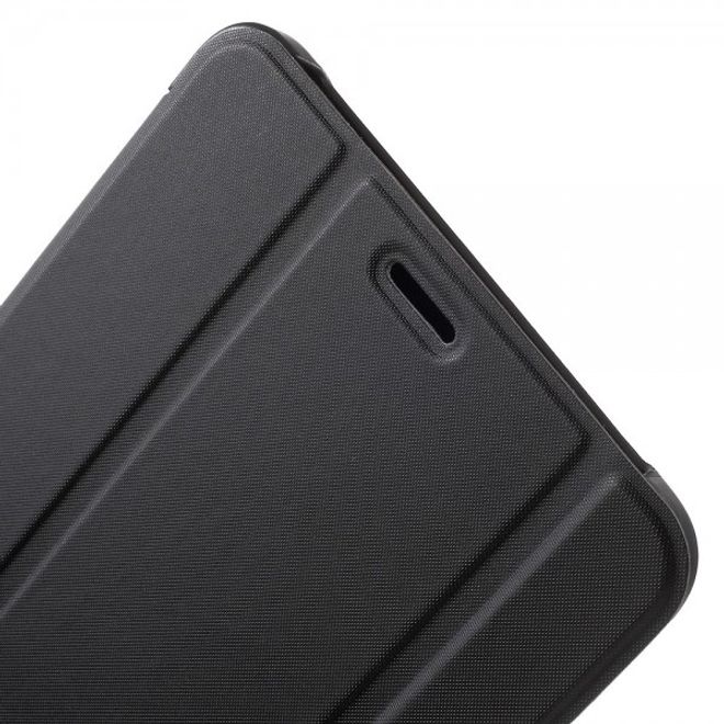 Samsung Galaxy Tab E 8.0 Schicke, dreifach faltbare Leder Cover Hülle mit Standfunktion - schwarz