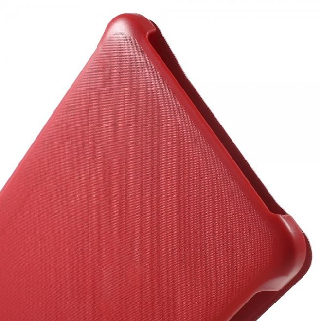 Samsung Galaxy Tab E 8.0 Schicke, dreifach faltbare Leder Cover Hülle mit Standfunktion - rot