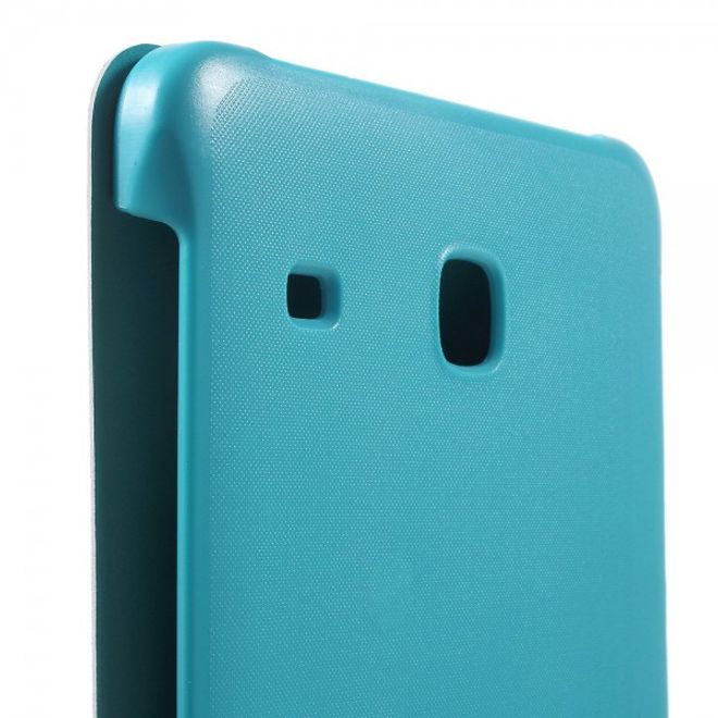 Samsung Galaxy Tab E 8.0 Schicke, dreifach faltbare Leder Cover Hülle mit Standfunktion - hellblau