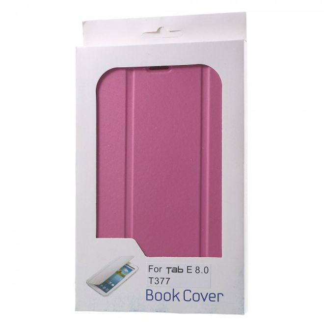 Samsung Galaxy Tab E 8.0 Schicke, dreifach faltbare Leder Cover Hülle mit Standfunktion - rosa