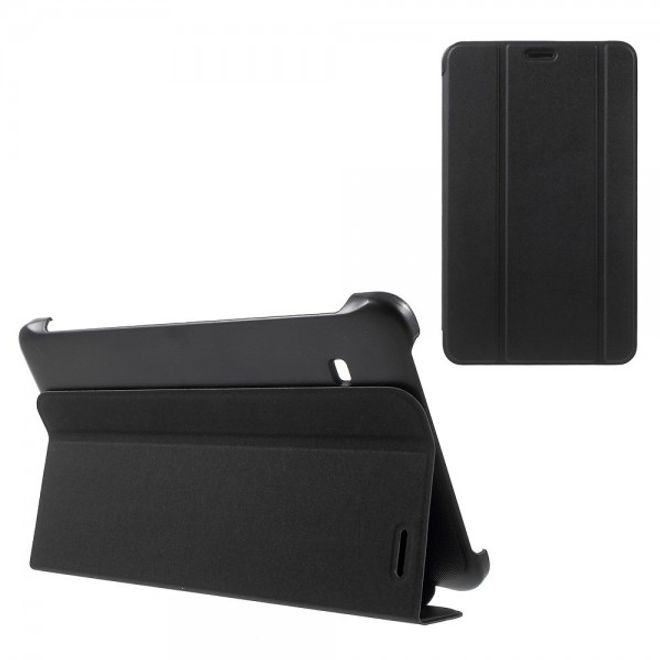 Samsung Galaxy Tab E 8.0 Schicke, dreifach faltbare Leder Cover Hülle mit Standfunktion - schwarz