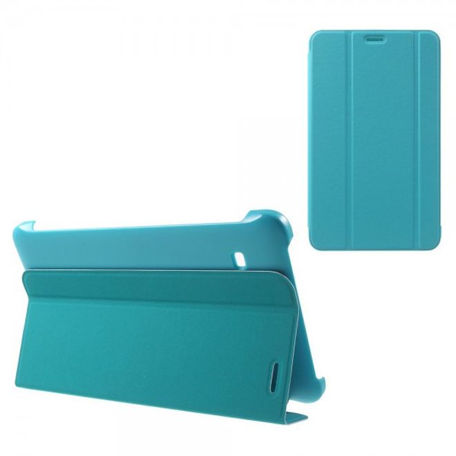 Samsung Galaxy Tab E 8.0 Schicke, dreifach faltbare Leder Cover Hülle mit Standfunktion - hellblau