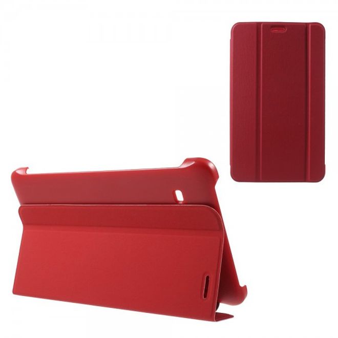 Samsung Galaxy Tab E 8.0 Schicke, dreifach faltbare Leder Cover Hülle mit Standfunktion - rot
