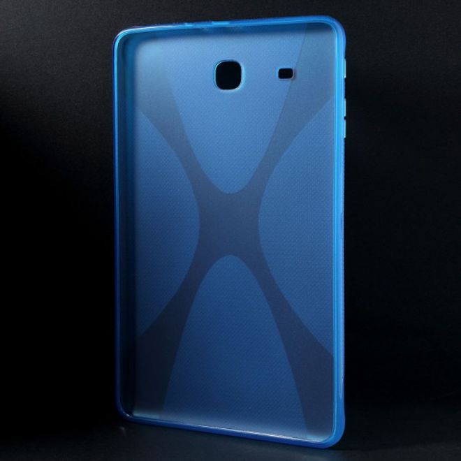 Samsung Galaxy Tab E 9.6 Elastische Plastik Case Hülle X-Shape - blau