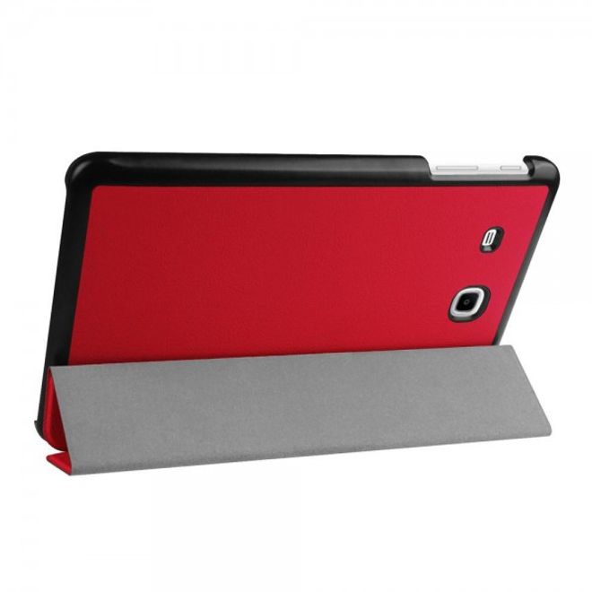 Samsung Galaxy Tab E 9.6 Elegante Leder Tablet Case Hülle mit Standfunktion und Litchitextur - rot