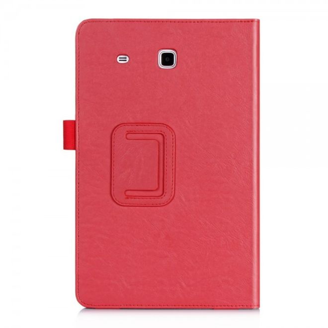 Samsung Galaxy Tab E 9.6 Leder Case Hülle mit Handschlaufe und Kreditkartenslots - rot