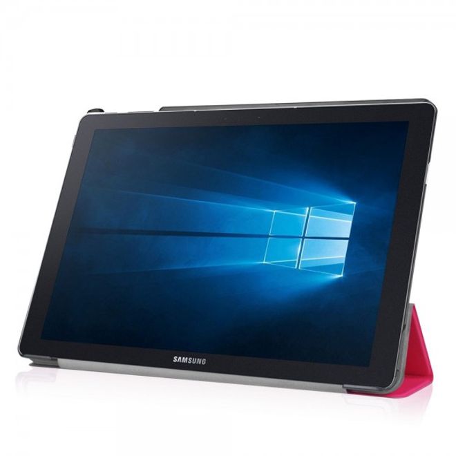 Samsung Galaxy TabPro S Dreifach faltbare Leder Case Tablet Hülle mit Standfunktion - rosa
