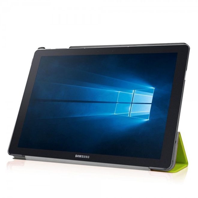 Samsung Galaxy TabPro S Dreifach faltbare Leder Case Tablet Hülle mit Standfunktion - grün