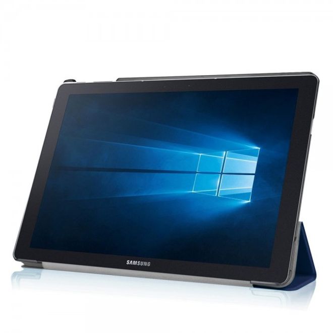 Samsung Galaxy TabPro S Dreifach faltbare Leder Case Tablet Hülle mit Standfunktion - dunkelblau