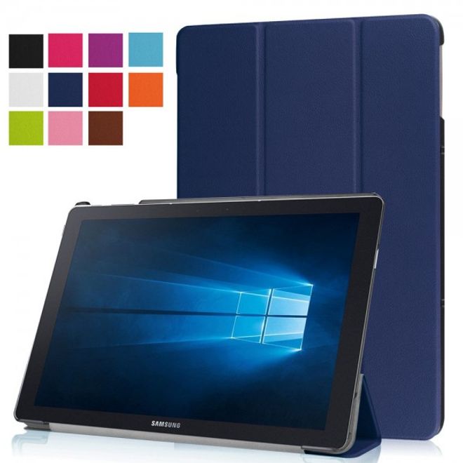 Samsung Galaxy TabPro S Dreifach faltbare Leder Case Tablet Hülle mit Standfunktion - dunkelblau
