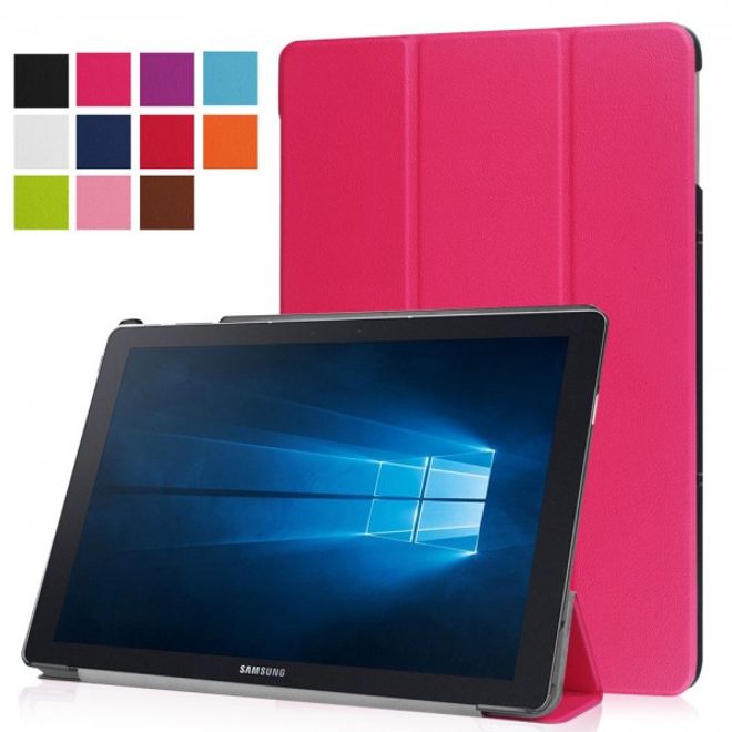 Samsung Galaxy TabPro S Dreifach faltbare Leder Case Tablet Hülle mit Standfunktion - rosa