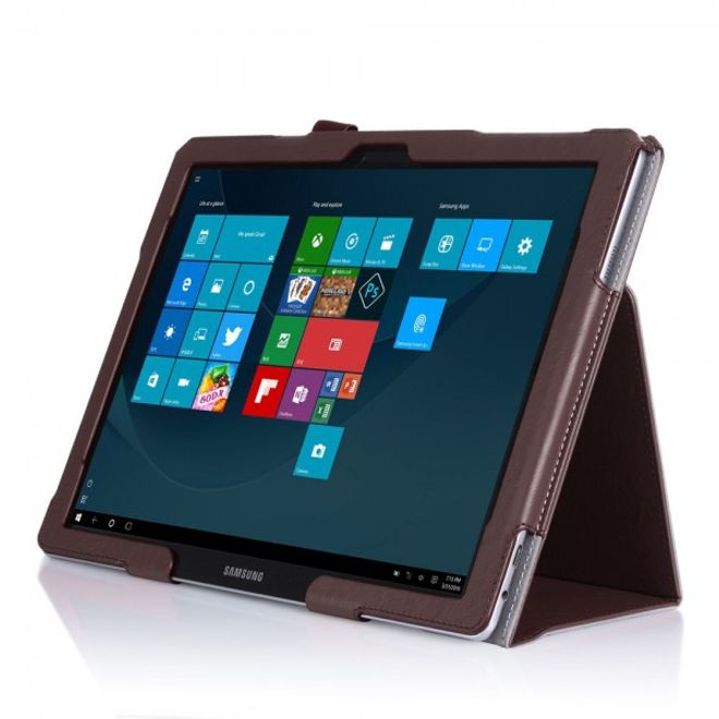 Samsung Galaxy TabPro S Modische Leder Smart Case Hülle mit Standfunktion - braun