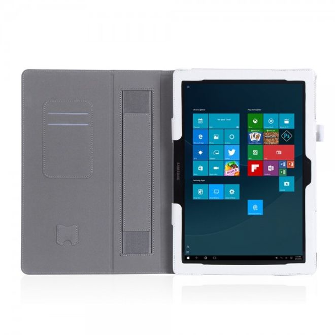 Samsung Galaxy TabPro S Modische Leder Smart Case Hülle mit Standfunktion - weiss