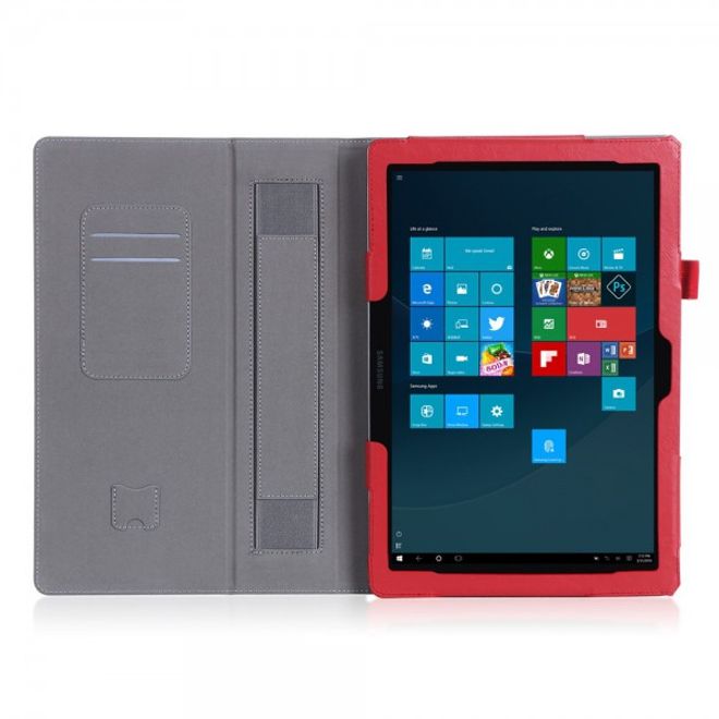 Samsung Galaxy TabPro S Modische Leder Smart Case Hülle mit Standfunktion - rot