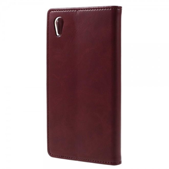 Goospery - Sony Xperia M4 Aqua Hülle - Handy Bookcover - Bluemoon Flip Series - weinrot