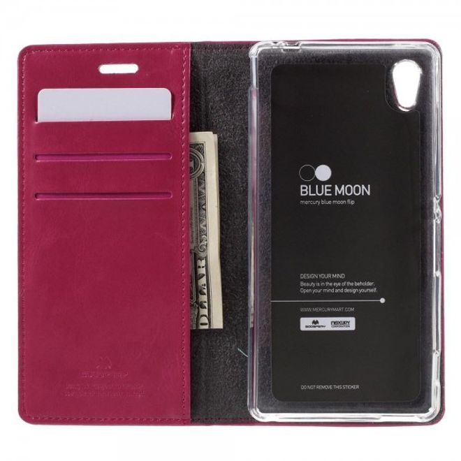 Goospery - Sony Xperia M4 Aqua Hülle - Handy Bookcover - Bluemoon Flip Series - pink