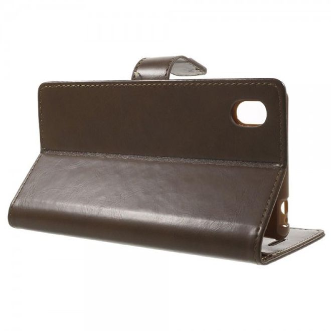 Goospery - Sony Xperia M4 Aqua Hülle - Handy Bookcover - Bluemoon Diary Series - braun