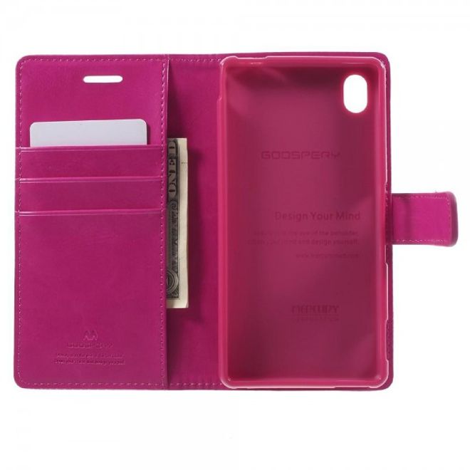 Goospery - Sony Xperia M4 Aqua Hülle - Handy Bookcover - Bluemoon Diary Series - pink