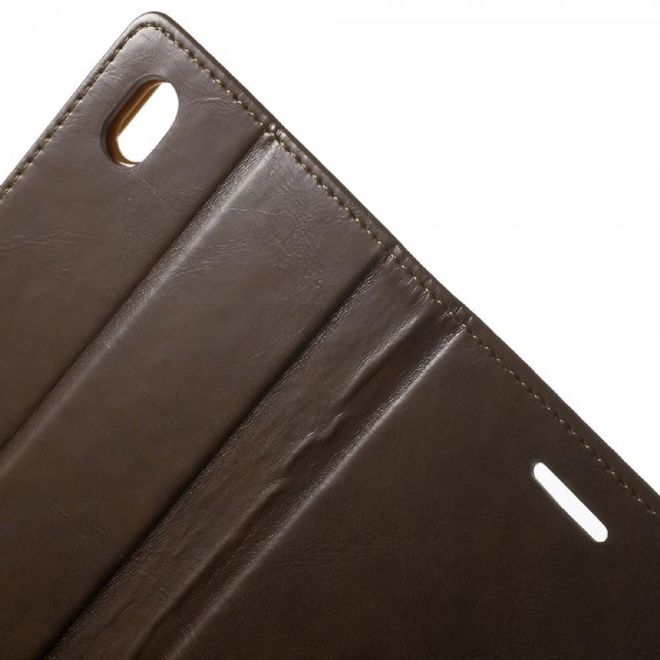 Goospery - Sony Xperia M4 Aqua Hülle - Handy Bookcover - Bluemoon Diary Series - braun