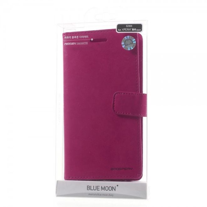 Goospery - Sony Xperia M4 Aqua Hülle - Handy Bookcover - Bluemoon Diary Series - pink