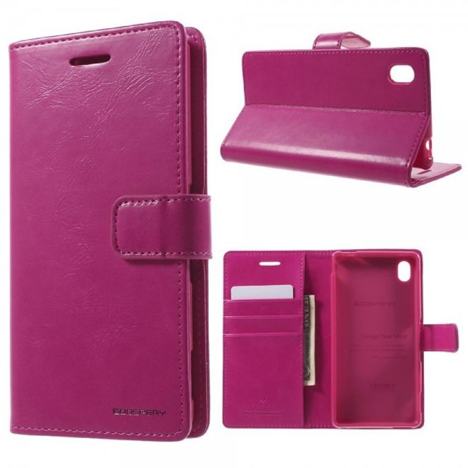Goospery - Sony Xperia M4 Aqua Hülle - Handy Bookcover - Bluemoon Diary Series - pink