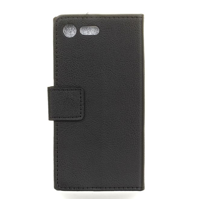 Sony Xperia X Compact Handy Case - Leder Flip Hülle - mit Standfunktion - schwarz
