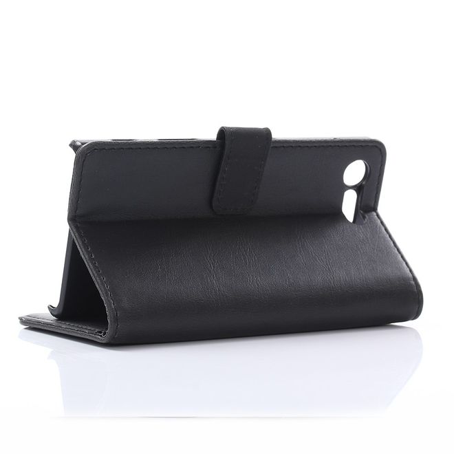 Sony Xperia X Compact Handyhülle - Crazy Horse Leder Case - mit Standfunktion - schwarz