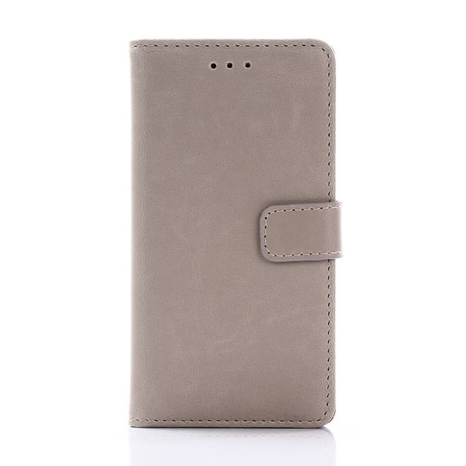 Sony Xperia X Compact Handyhülle - Crazy Horse Leder Case - mit Standfunktion - grau