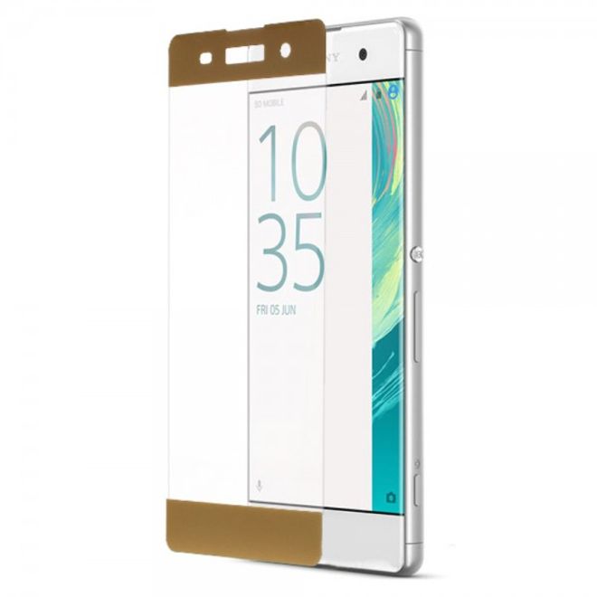 Sony Xperia XA Anti-Explosions Schutzfolie aus gehärtetem Glas für die gesamte Vorderseite - gold
