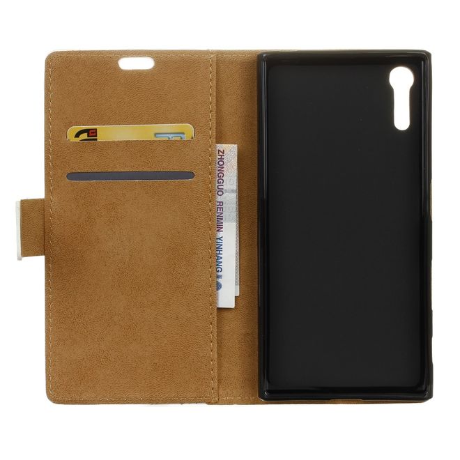 Sony Xperia XZ/XZs Case - Handyhülle aus Leder - Eiffelturm und Ahorn Blatt