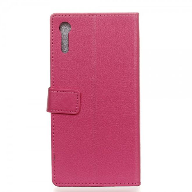 Sony Xperia XZ/XZs Handy Hülle - Case aus Leder - Litchitextur - mit Kreditkartenslots - rosa