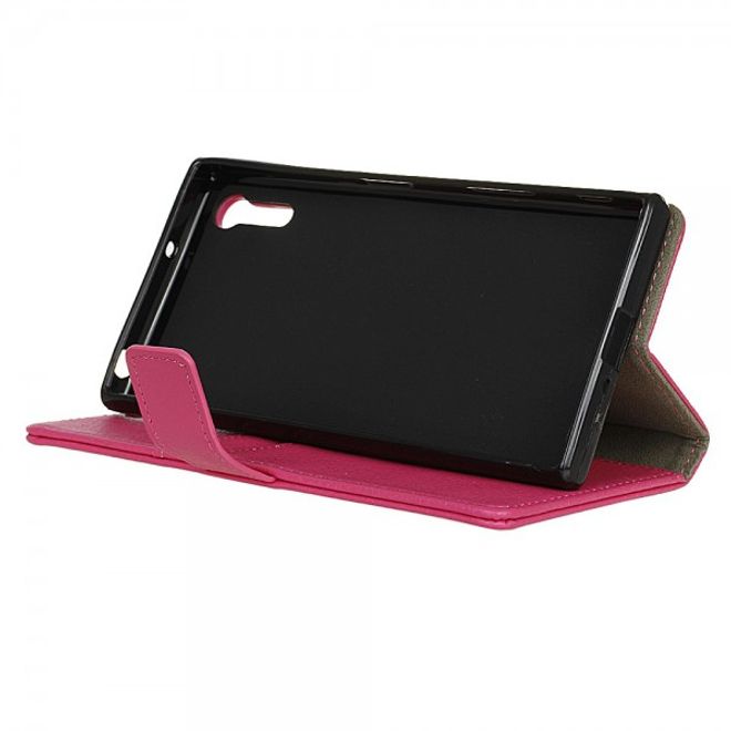 Sony Xperia XZ/XZs Handy Hülle - Case aus Leder - Litchitextur - mit Kreditkartenslots - rosa