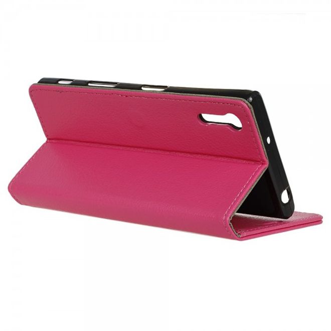 Sony Xperia XZ/XZs Handy Hülle - Case aus Leder - Litchitextur - mit Kreditkartenslots - rosa