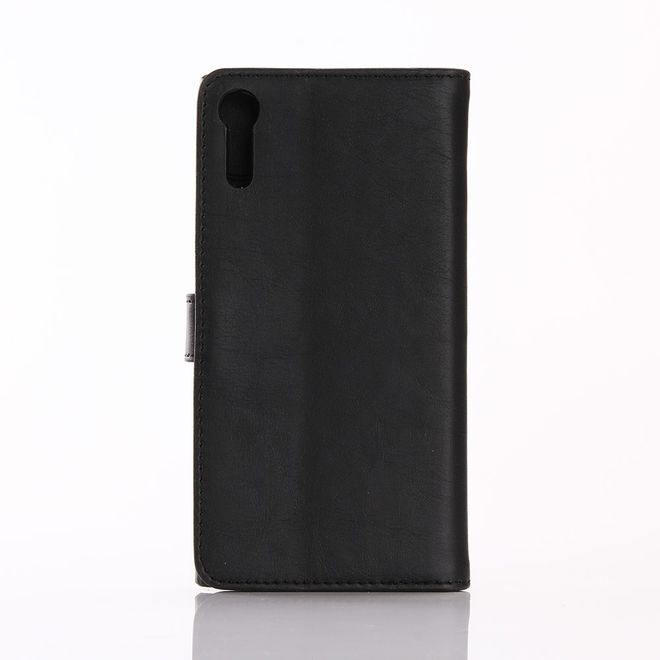 Sony Xperia XZ/XZs Handyhülle - Crazy Horse Leder Case - mit Standfunktion - schwarz