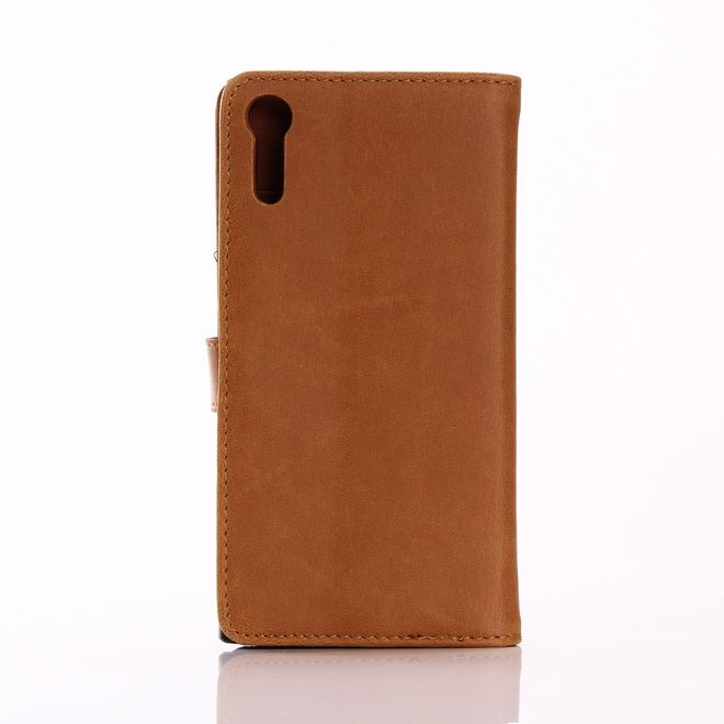 Sony Xperia XZ/XZs Handyhülle - Crazy Horse Leder Case - mit Standfunktion - braun