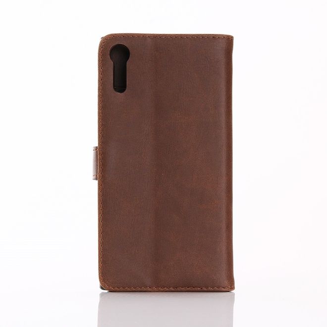 Sony Xperia XZ/XZs Handyhülle - Crazy Horse Leder Case - mit Standfunktion - kaffeefarben