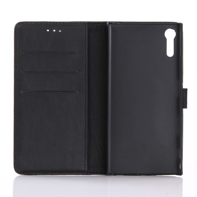 Sony Xperia XZ/XZs Handyhülle - Crazy Horse Leder Case - mit Standfunktion - schwarz