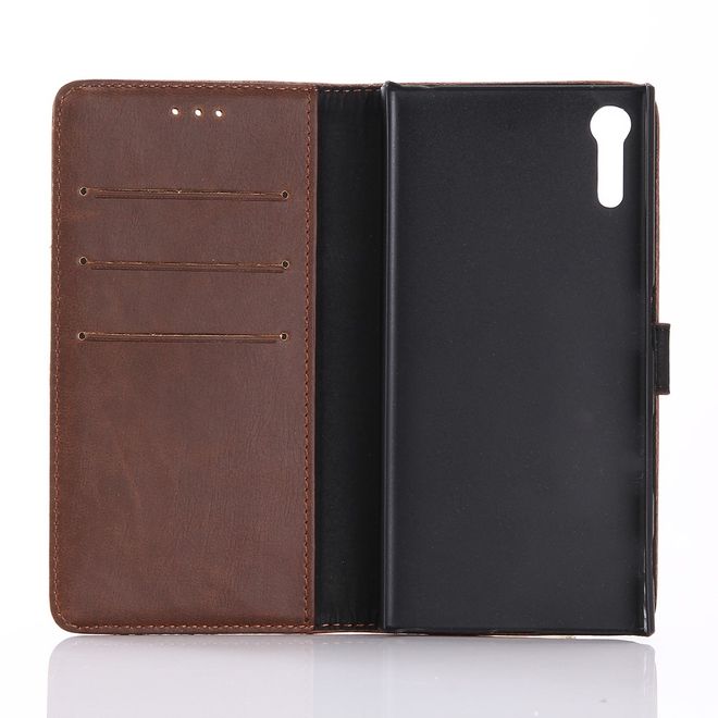 Sony Xperia XZ/XZs Handyhülle - Crazy Horse Leder Case - mit Standfunktion - kaffeefarben
