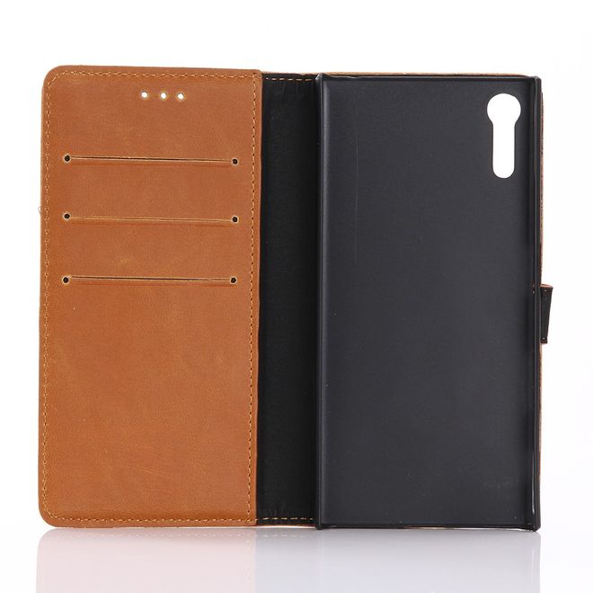 Sony Xperia XZ/XZs Handyhülle - Crazy Horse Leder Case - mit Standfunktion - braun